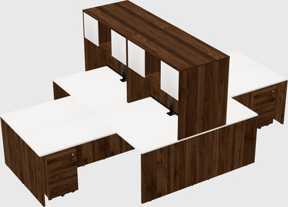 Quad l-shaped office desks