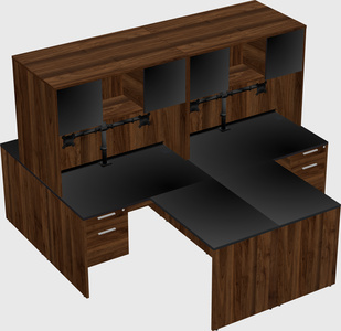 Quad l-shaped office desks