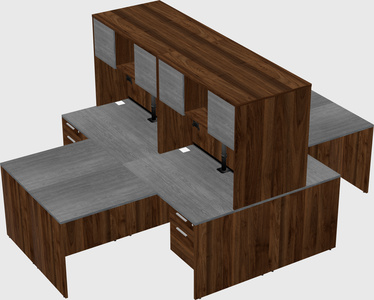 Quad l-shaped office desks