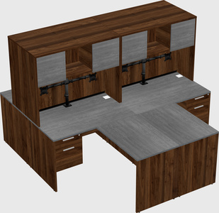 Quad l-shaped office desks
