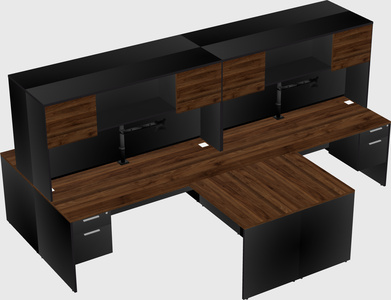 Quad l-shaped office desks