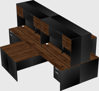 Quad l-shaped office desks