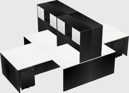 Quad l-shaped office desks