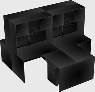 Quad l-shaped office desks
