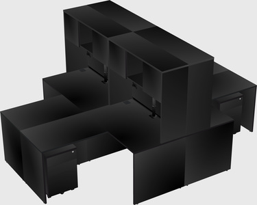 Quad l-shaped office desks