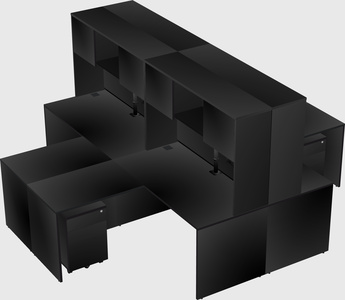 Quad l-shaped office desks