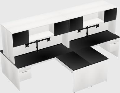 Quad l-shaped office desks