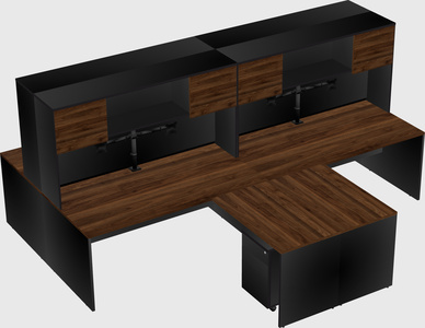 Quad l-shaped office desks