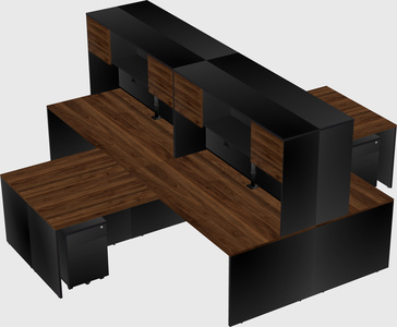 Quad l-shaped office desks