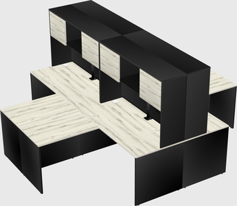 Quad l-shaped office desks