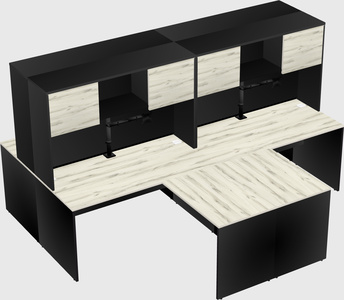 Quad l-shaped office desks