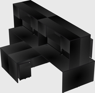 Quad l-shaped office desks
