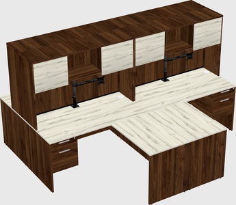 Quad l-shaped office desks