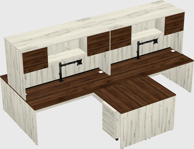 Quad l-shaped office desks