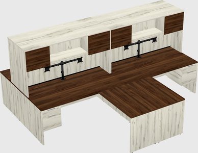 Quad l-shaped office desks