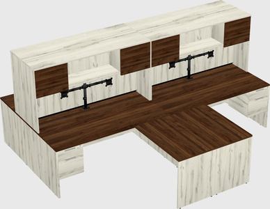 Quad l-shaped office desks