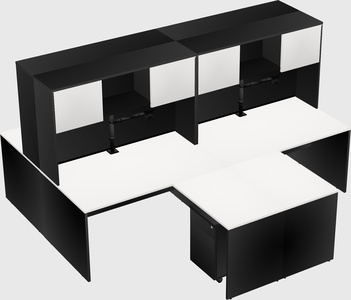 Quad l-shaped office desks