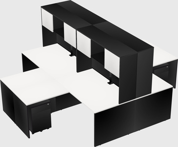 Quad l-shaped office desks