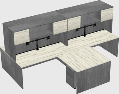 Quad l-shaped office desks