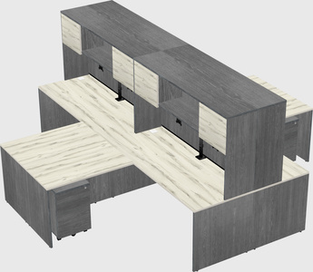 Quad l-shaped office desks