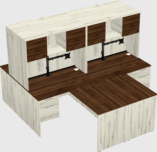 Quad l-shaped office desks