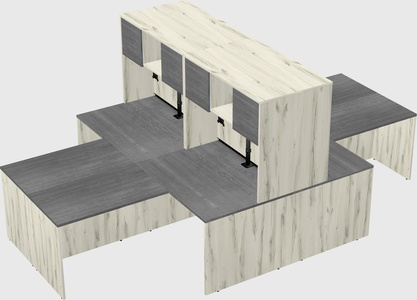 Quad l-shaped office desks