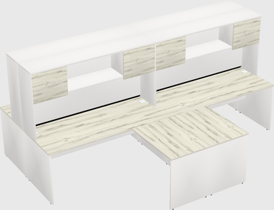 Quad l-shaped office desks