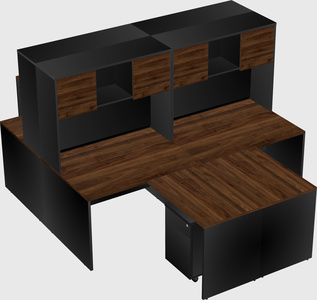 Quad l-shaped office desks