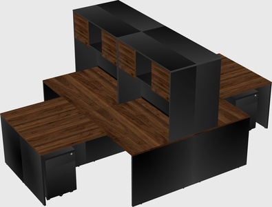 Quad l-shaped office desks