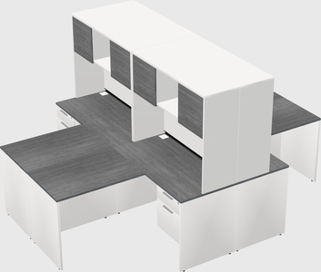 Quad l-shaped office desks
