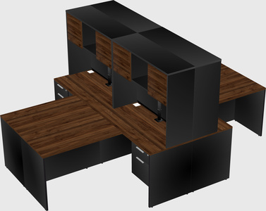 Quad l-shaped office desks