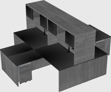 Quad l-shaped office desks