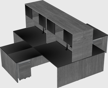 Quad l-shaped office desks