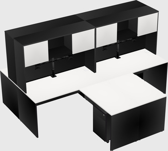 Quad l-shaped office desks
