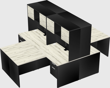 Quad l-shaped office desks