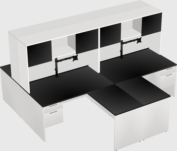 Quad l-shaped office desks