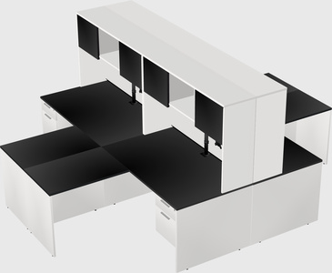 Quad l-shaped office desks
