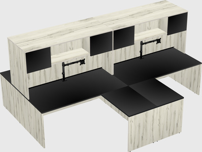 Quad l-shaped office desks