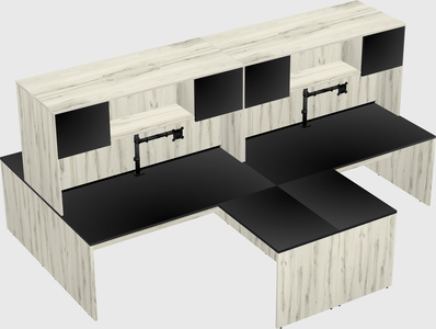 Quad l-shaped office desks