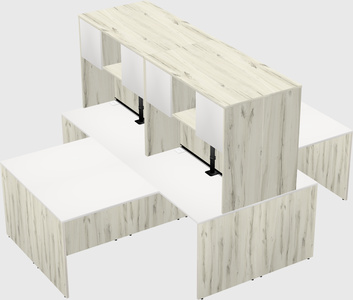 Quad l-shaped office desks