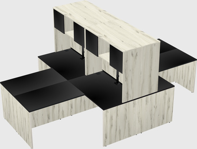 Quad l-shaped office desks