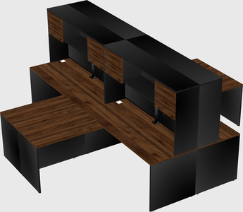 Quad l-shaped office desks