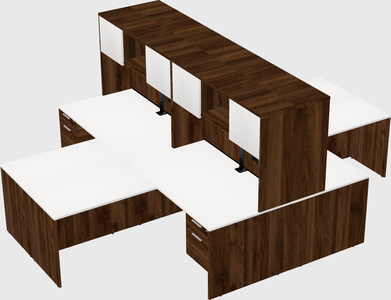 Quad l-shaped office desks