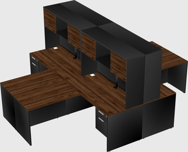 Quad l-shaped office desks
