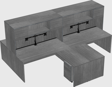 Quad l-shaped office desks