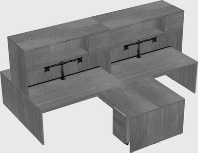 Quad l-shaped office desks