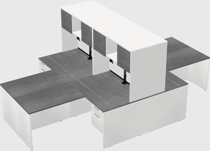 Quad l-shaped office desks