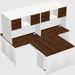 Quad l-shaped office desks