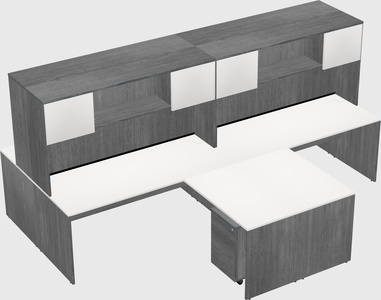 Quad l-shaped office desks