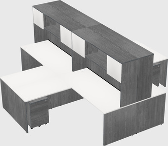 Quad l-shaped office desks
